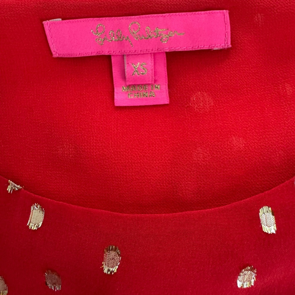 Lilly Pulitzer Red and Gold blouse